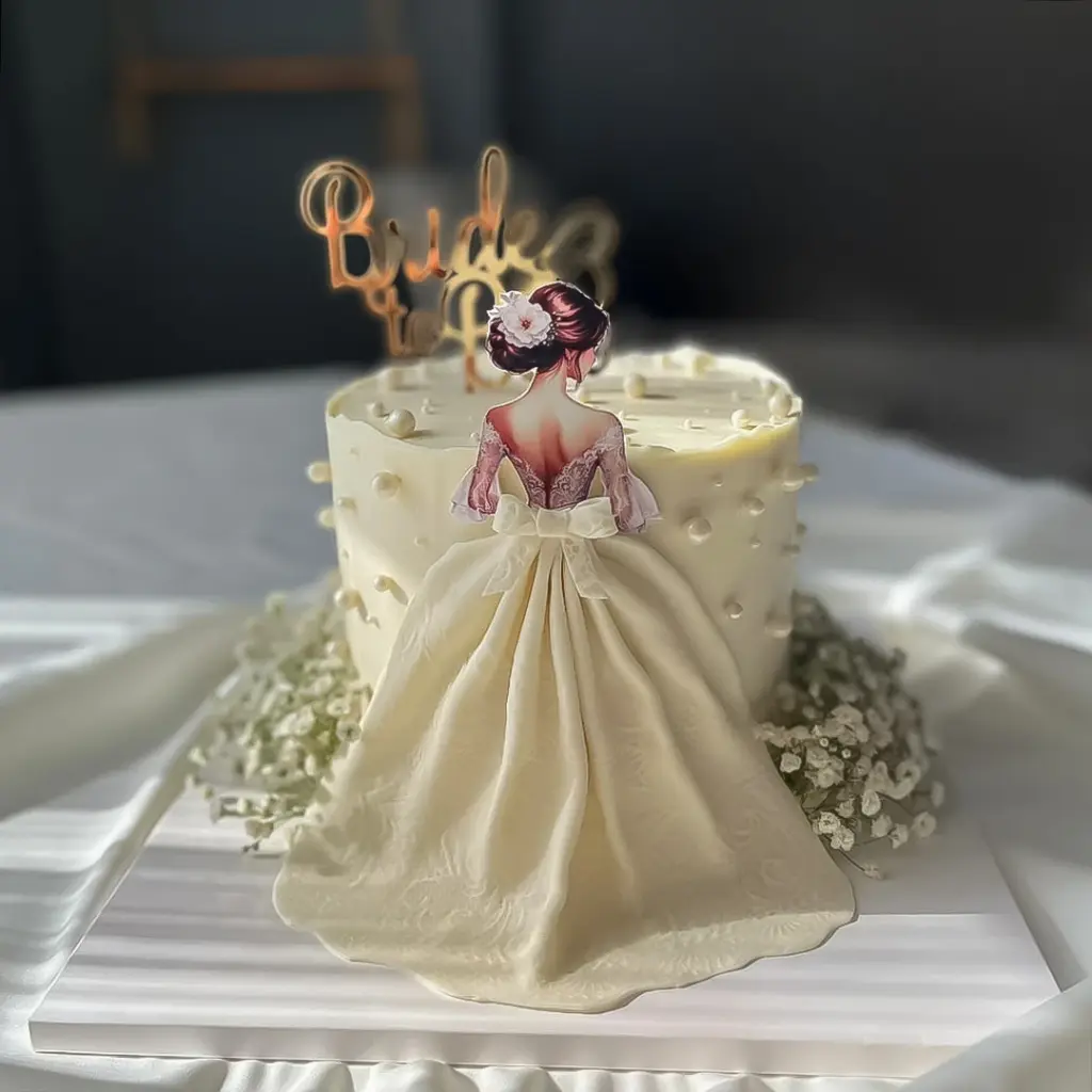 Alanya bride to be ( bekarlığa veda) gelin figürü ve canlı çiçekli tasarım, Alanya Butik Pasta