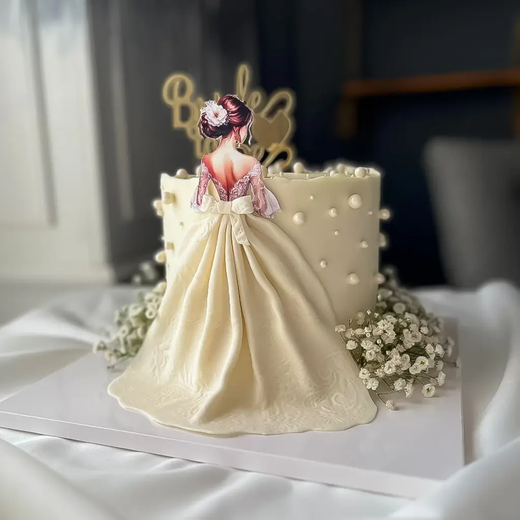 Alanya bride to be ( bekarlığa veda) gelin figürü ve canlı çiçekli tasarım, Alanya Butik Pasta