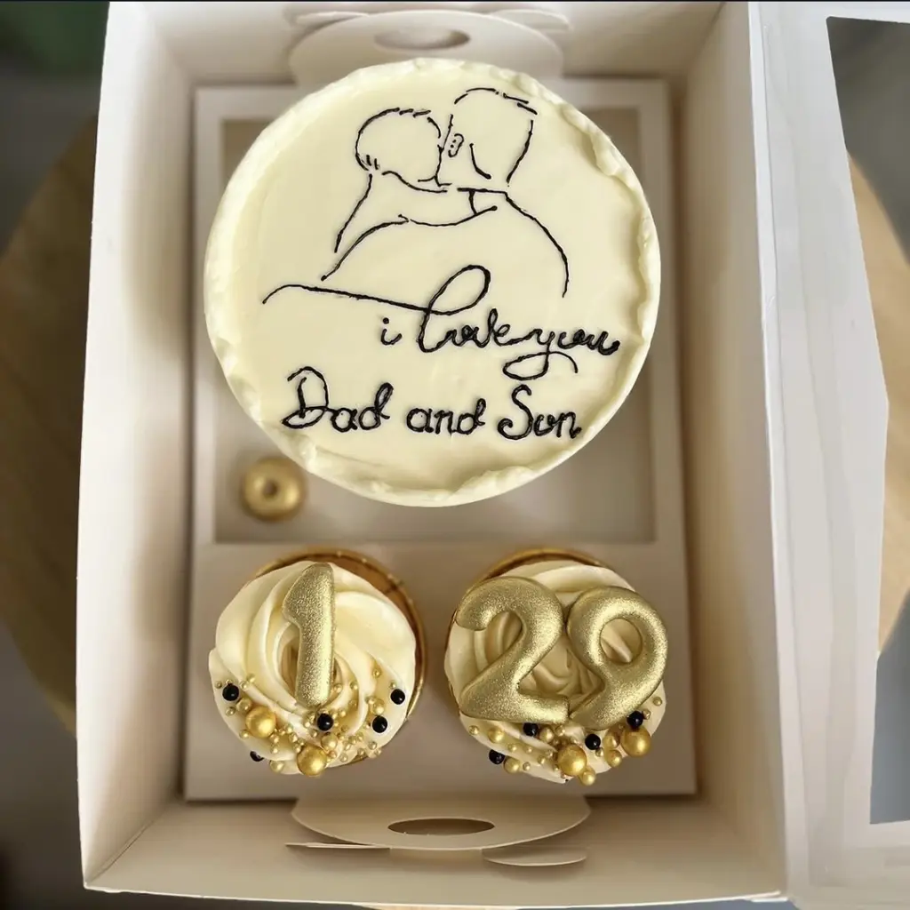 Alanya pasta ve cupcake seti , baba ve oğul doğum günü temalı alanya butik pasta